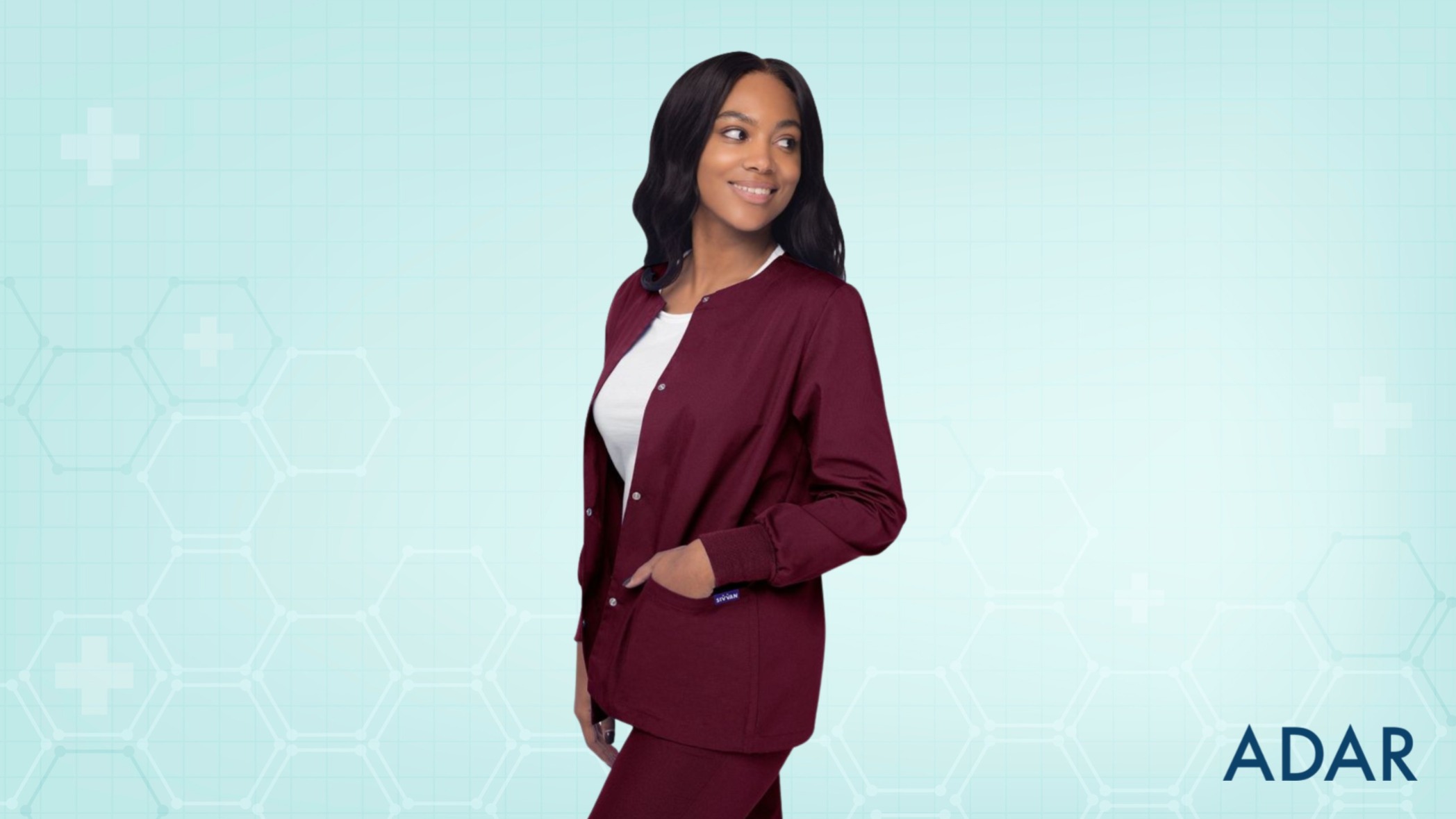 Professional Womens Medical Scrub Jacket for Doctors & Nurses by Adar Uniforms