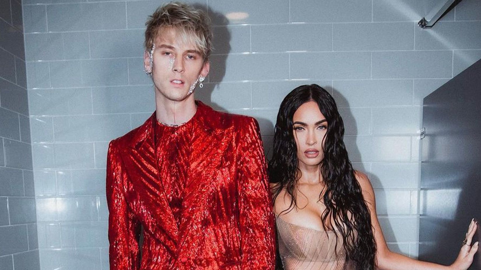 Megan Fox And Machine Gun Kelly Red Carpet In A See-Through Outfit.